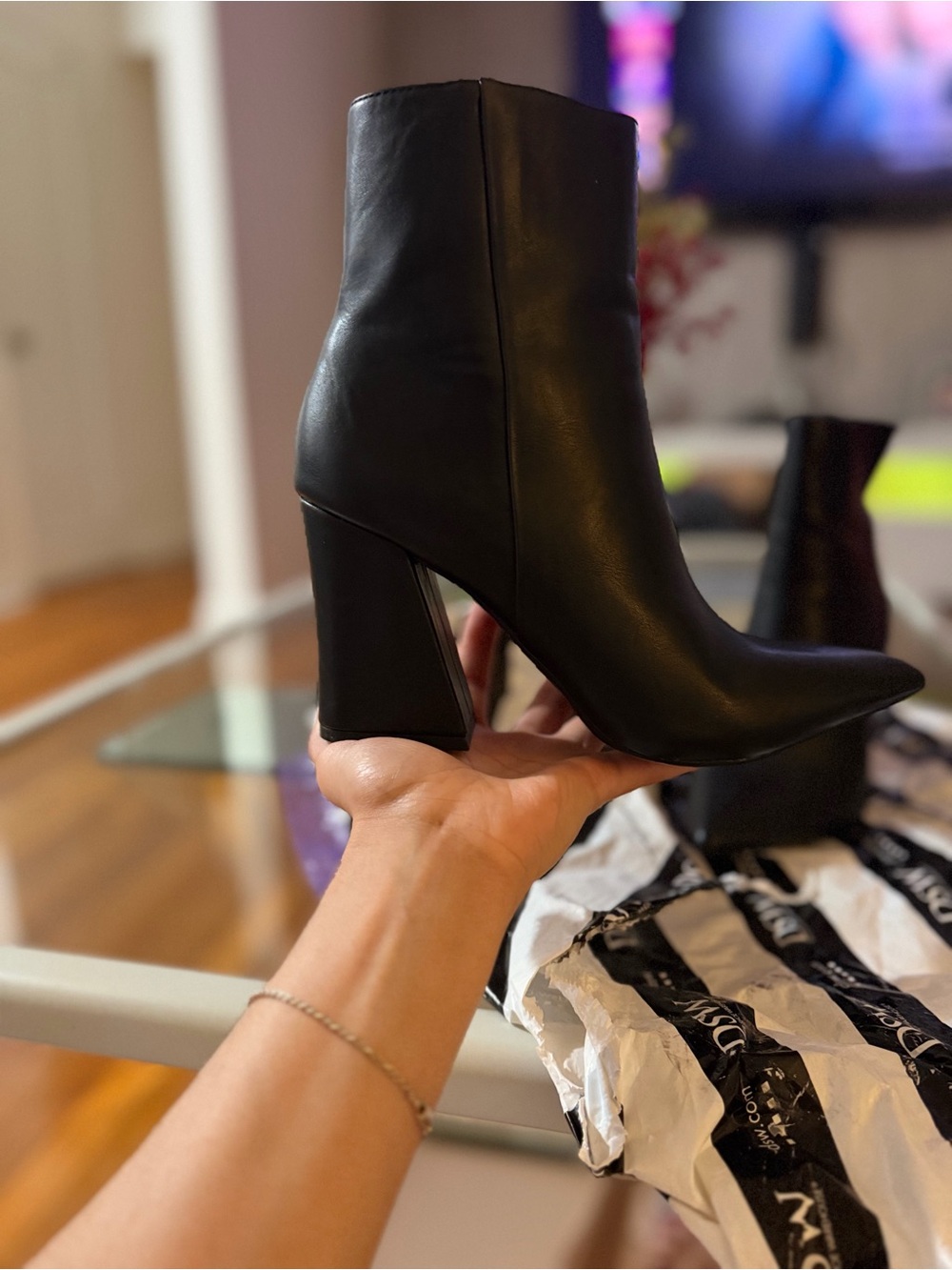 DSW Black Pointed Toe Block Heel Ankle Boots